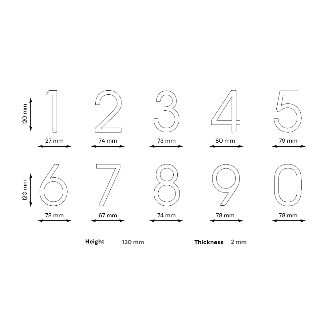 Stick On - 5" White Slim Galvanized Steel Number