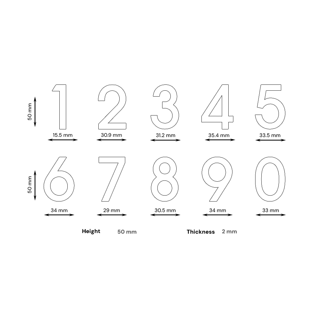 Stick On - 2" White Medium Galvanized Steel Number