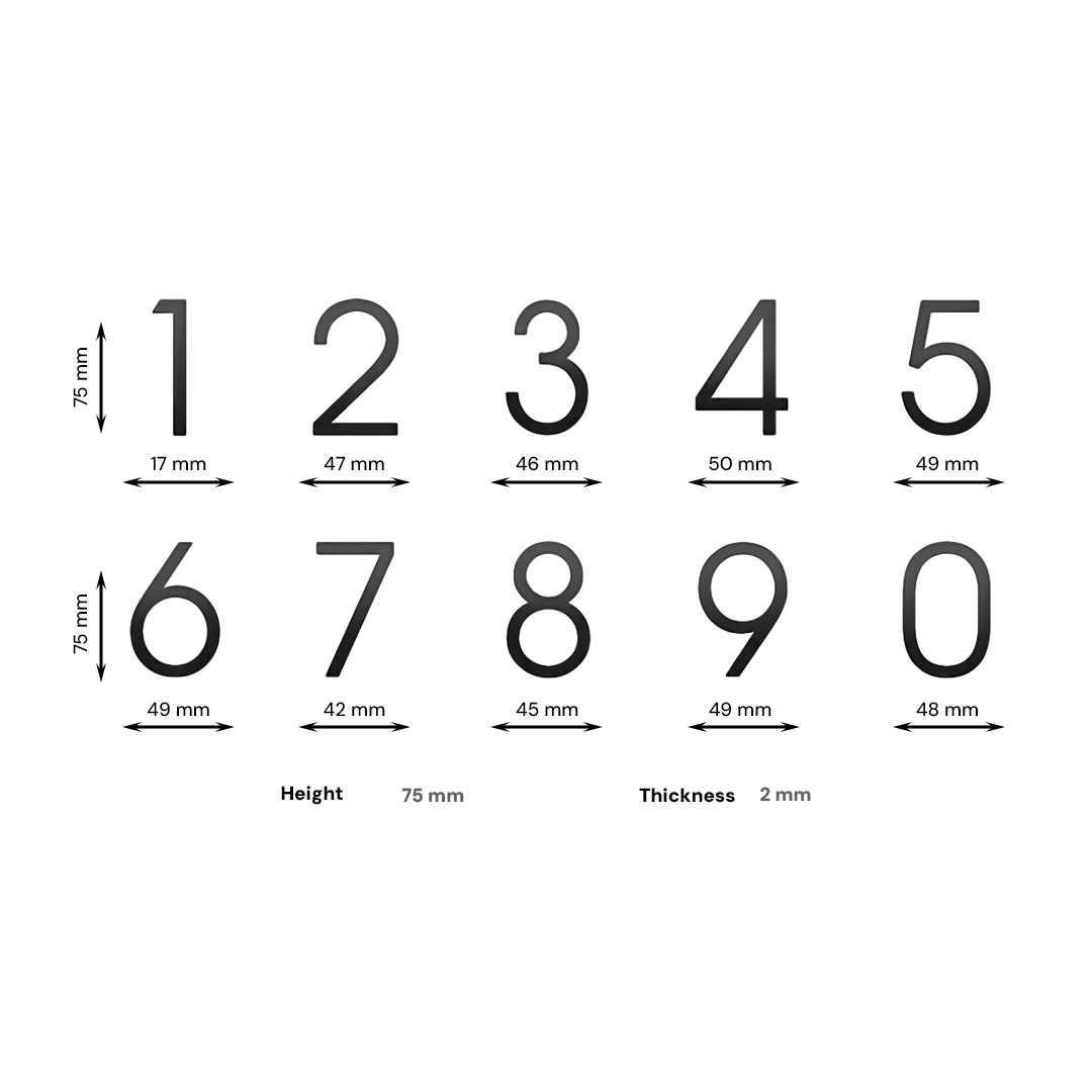 Stick On - 3" Black Slim Galvanized Steel Number